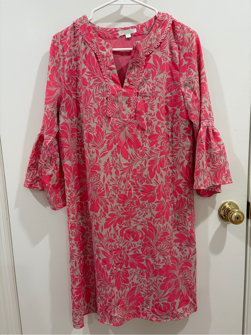 Jade Pink and Beige Floral Tunic